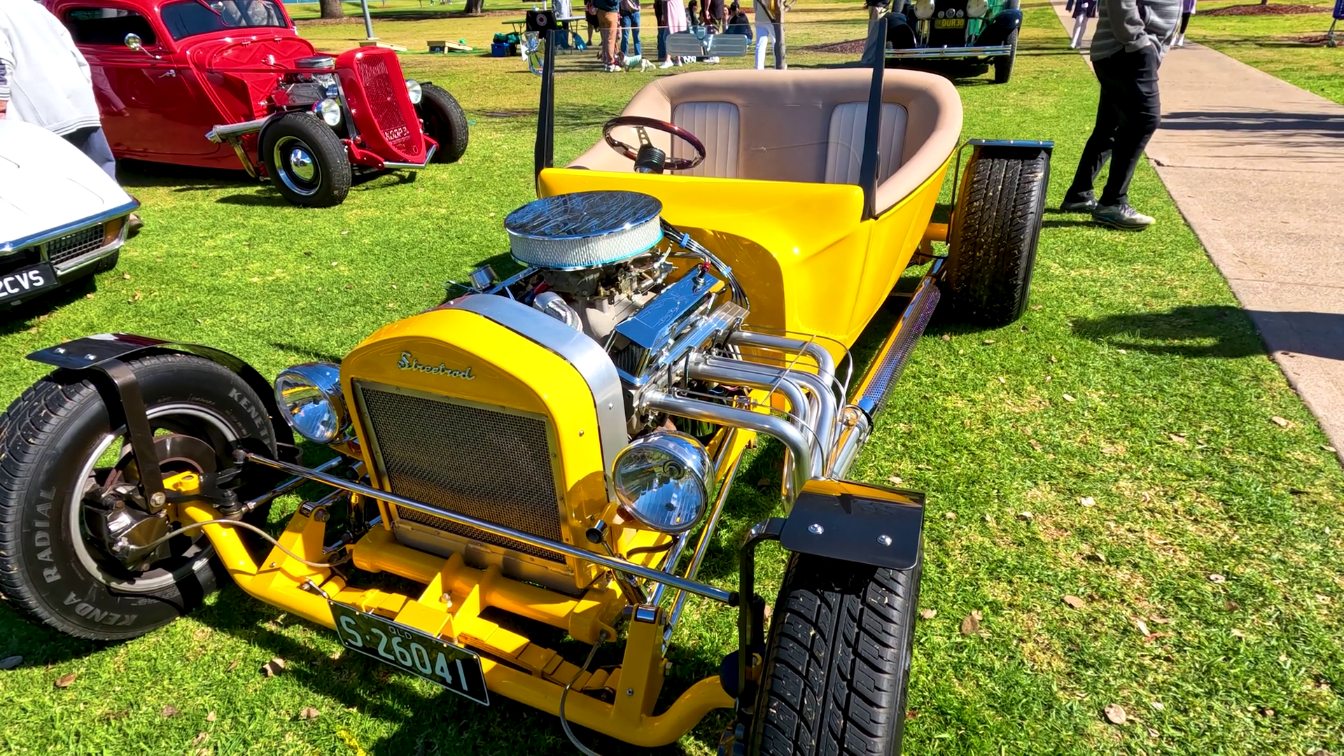 Yellow Hot Rod On Display At Outdoor Car Stock Footage SBV-352576254 ...