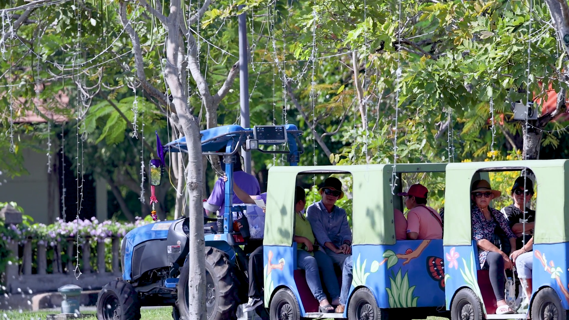 Tractor Tram Ride In Rama 9 Park Stock Footage SBV-352416046 - Storyblocks