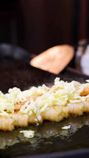 Shrimp Skewers Grilled With Cheese on Hot Street Food Griddle