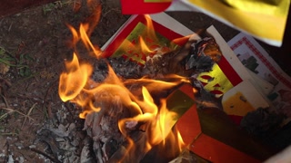 Traditional Joss Paper Burning Ritual