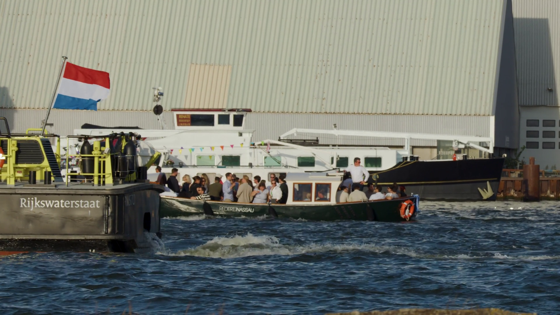 Dutch Patrol Boat Passes Waterfront Event In Stock Footage SBV ...