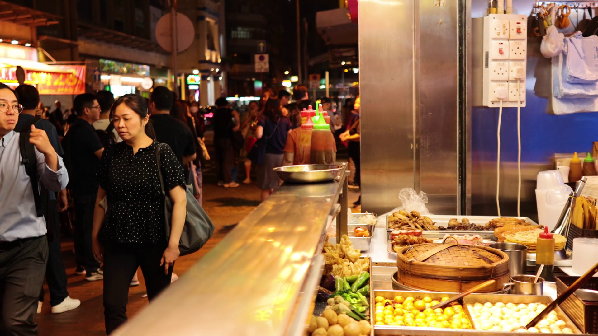Bustling Hong Kong Street Food Market Stock Footage SBV-352708708 ...