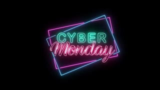 Cyber Monday Neon Sign Animation with Glowing Pink and Blue Frames