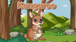 Animated Cartoon Kangaroo with Joey in a Lush Green Forest Setting