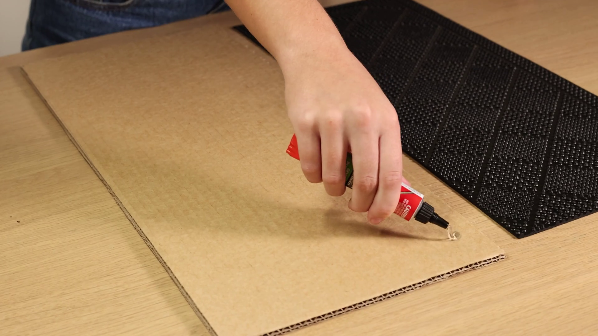 Applying Glue To Cardboard Rubber Adhesion Stock Footage SBV-352436539 ...