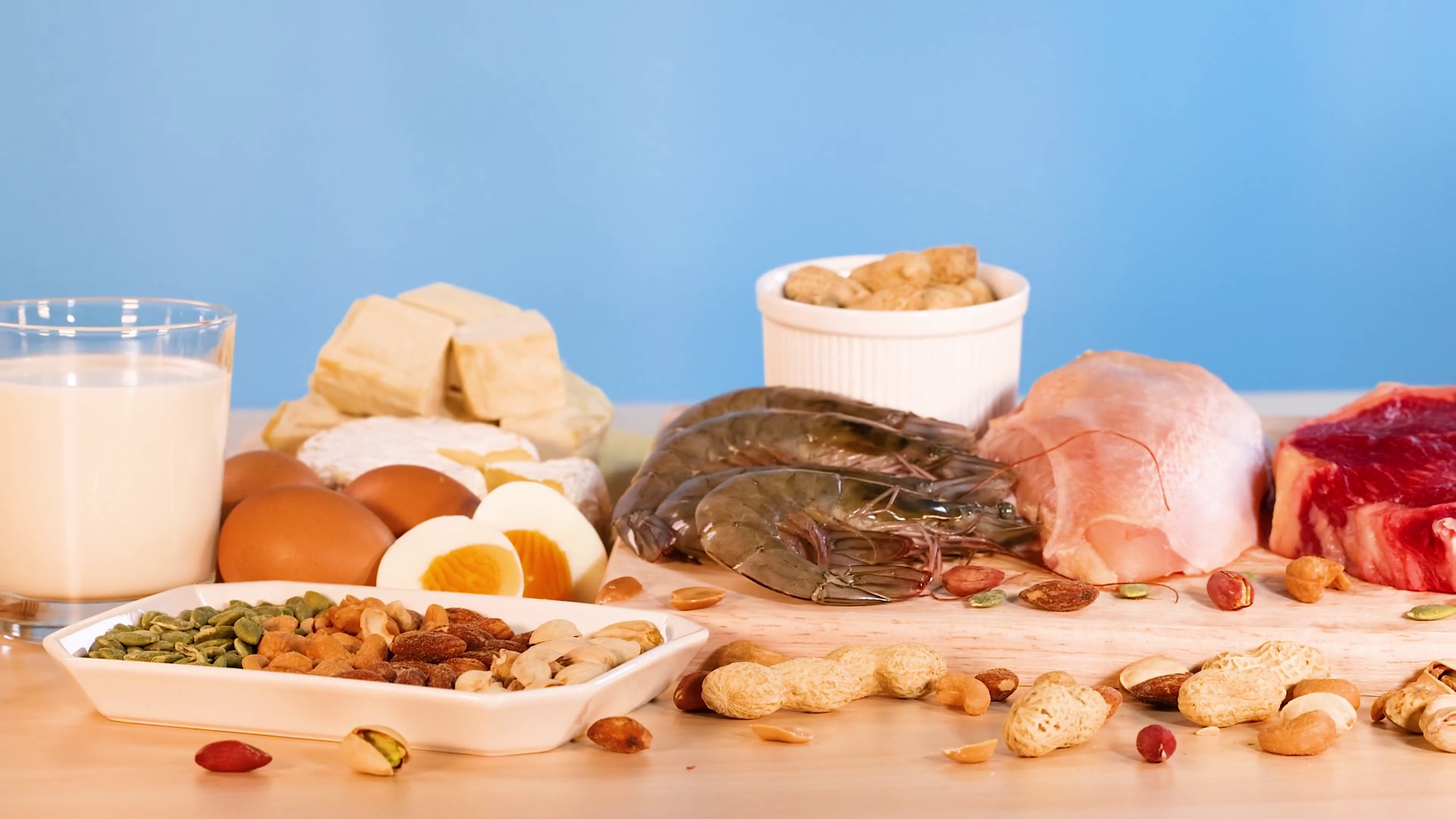 Assorted Protein-rich Foods On Display Stock Footage SBV-352420821 ...