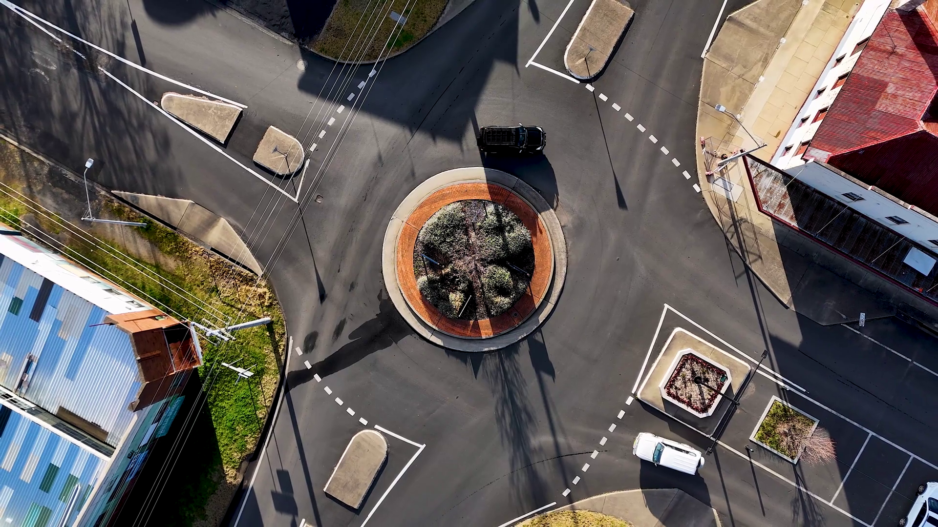 Aerial View Of Urban Roundabout With Light Stock Footage SBV-352583221 ...