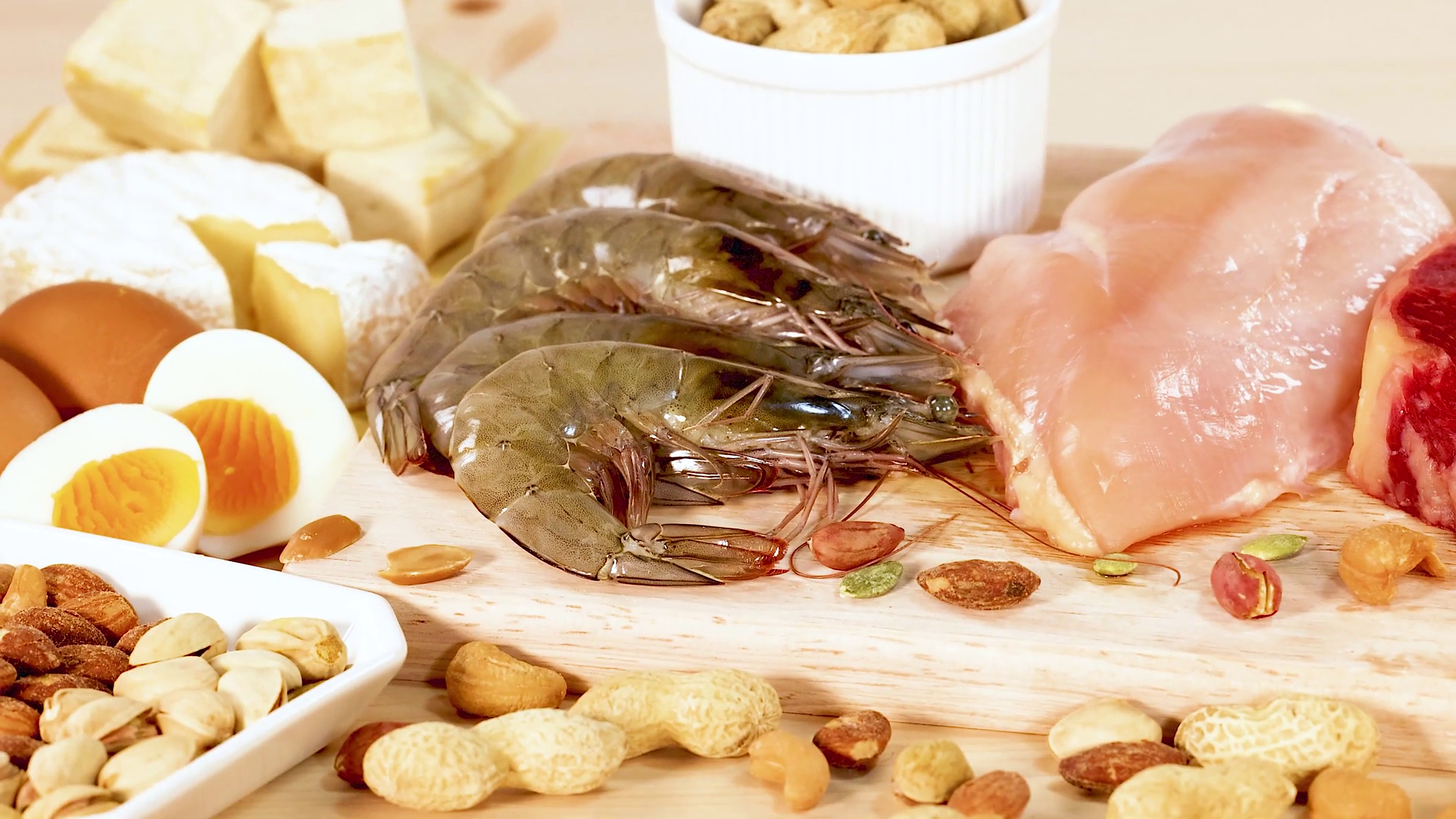 Assorted Protein Foods Display Stock Footage SBV-352299960 - Storyblocks