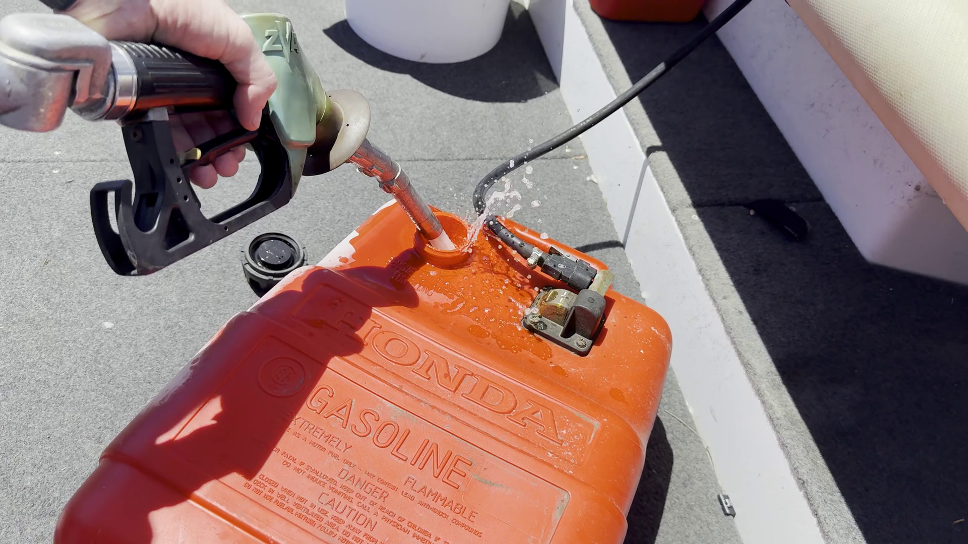 Gasoline Spillage During Boat Refueling Stock Footage SBV-352554034 ...