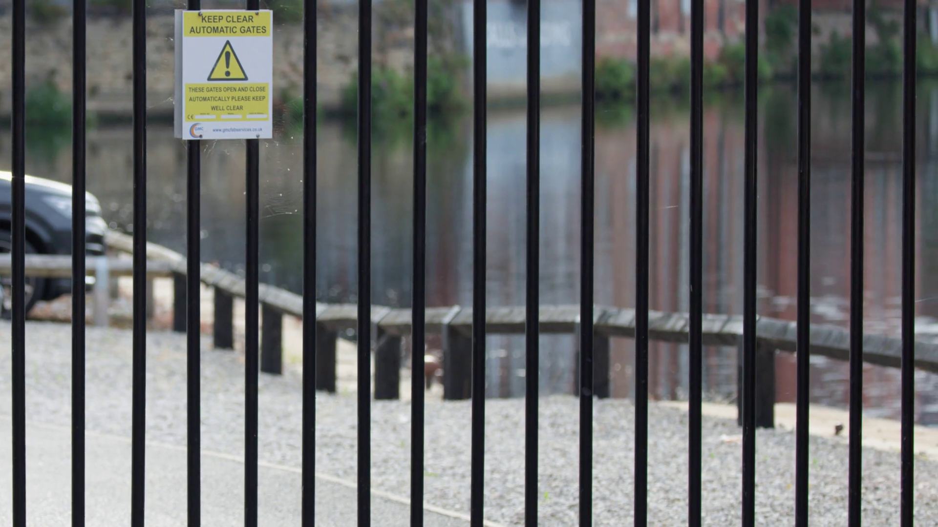 Security Gate Opens At Urban Waterfront Stock Footage SBV-352595046 ...