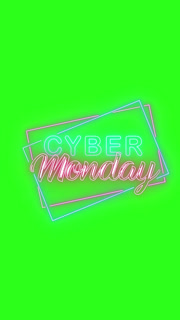 Vertical Cyber Monday Neon Sign Animation on Green Screen Background
