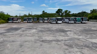 Aerial View of Abandoned Buses in Phuket