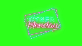 Neon Cyber Monday Sale Text Animation on Green Screen Background