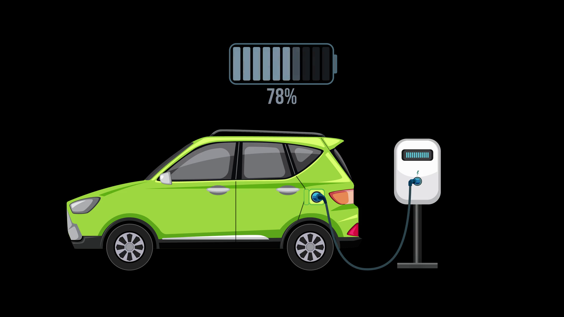 Electric Car Charging Animation With Battery Stock Footage SBV ...