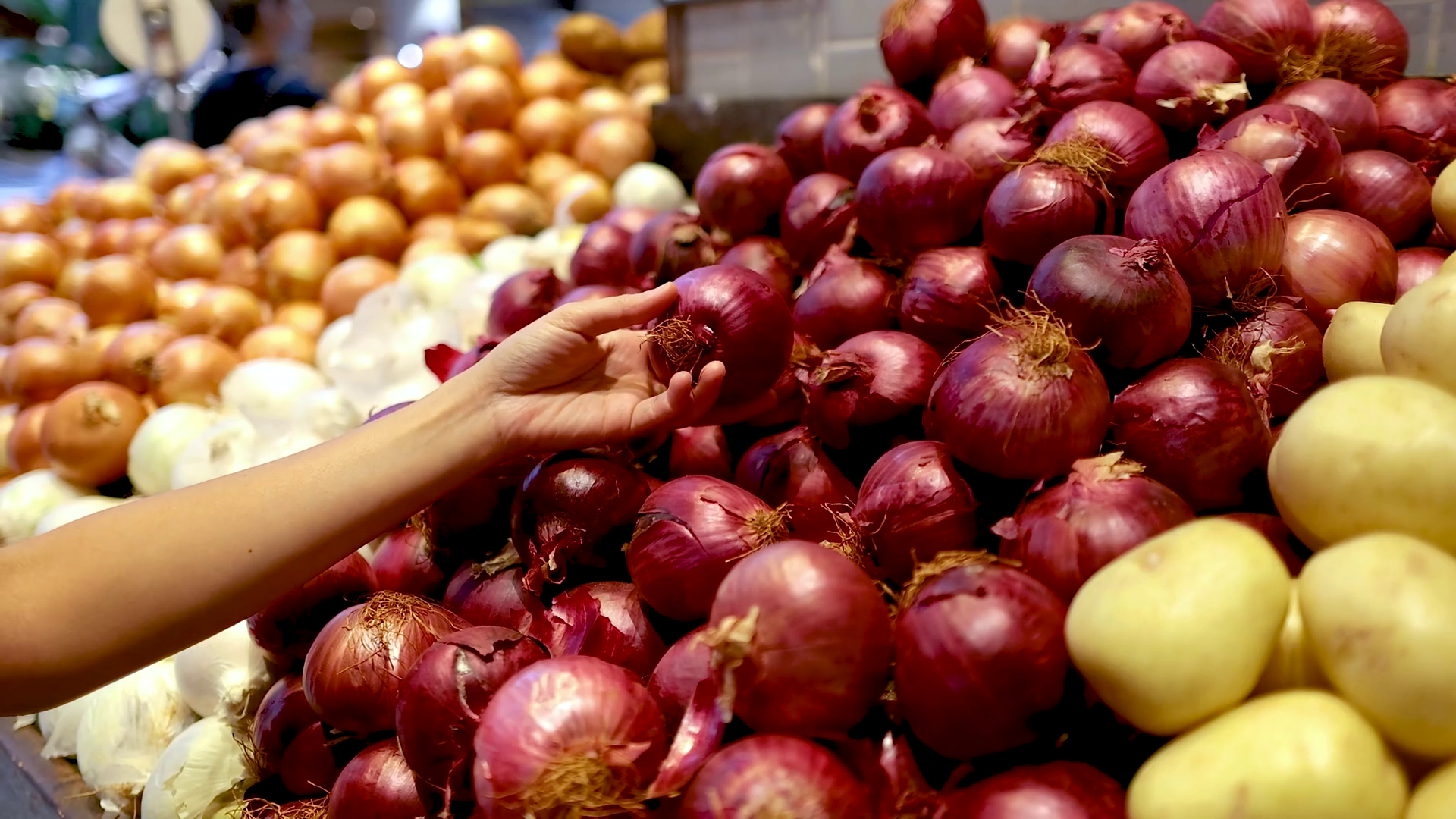 Selecting Onions At Gold Coast Supermarket Stock Footage SBV-352283313 ...