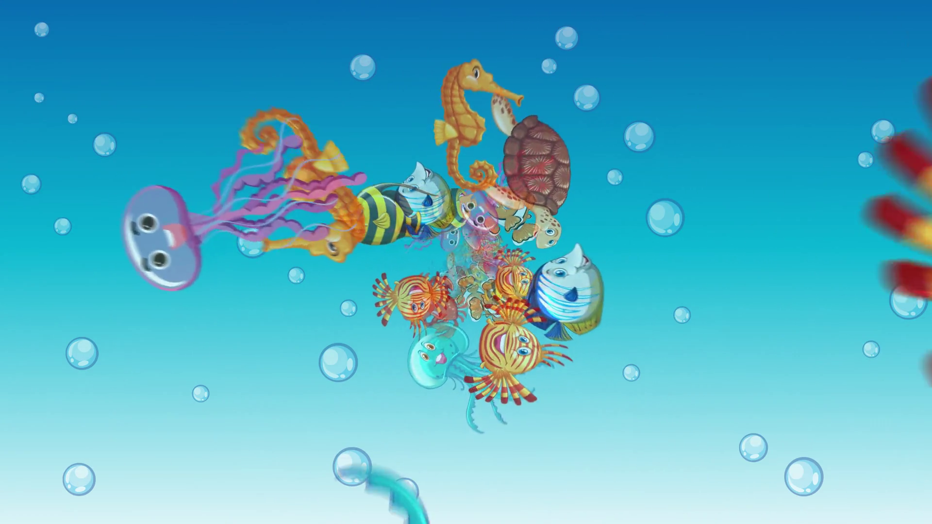 Colorful Aquatic Animals Swimming In Stock Footage SBV-352559957 ...