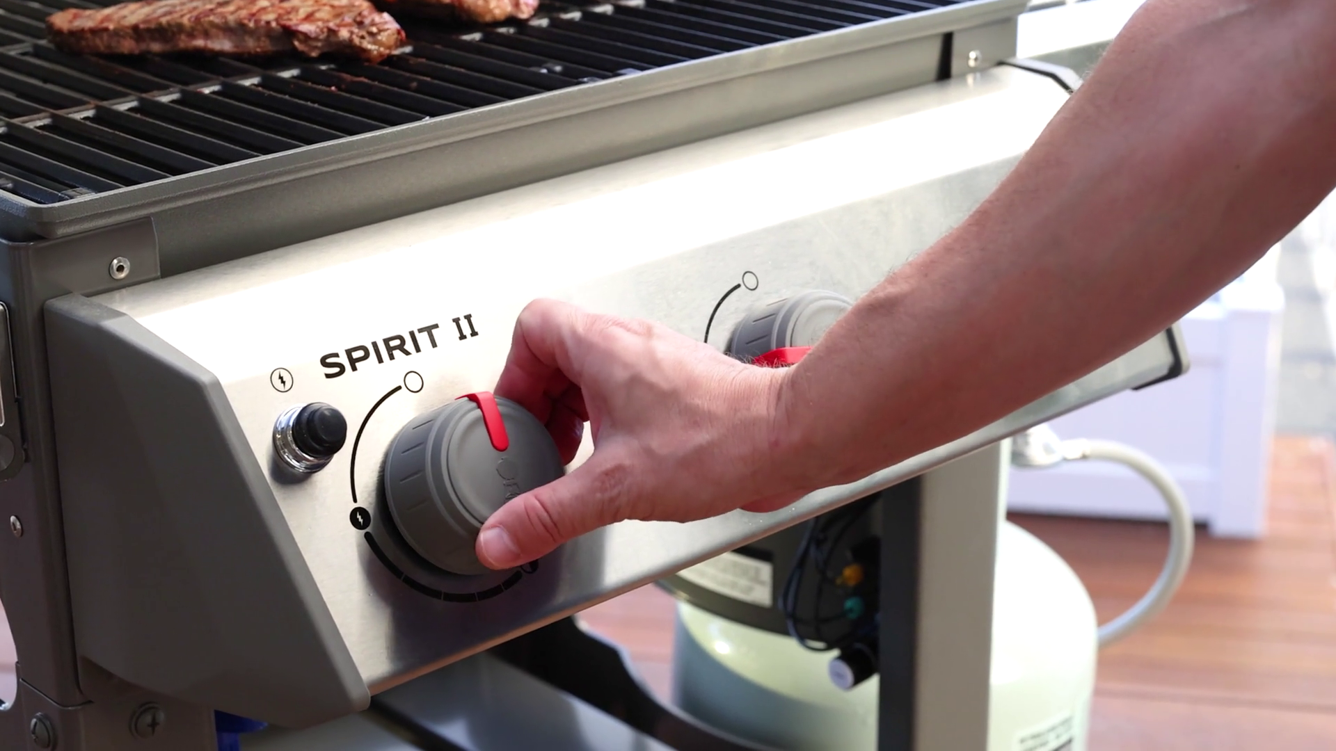 Adjusting Gas Grill Controls Outdoor Cooking Stock Footage SBV ...