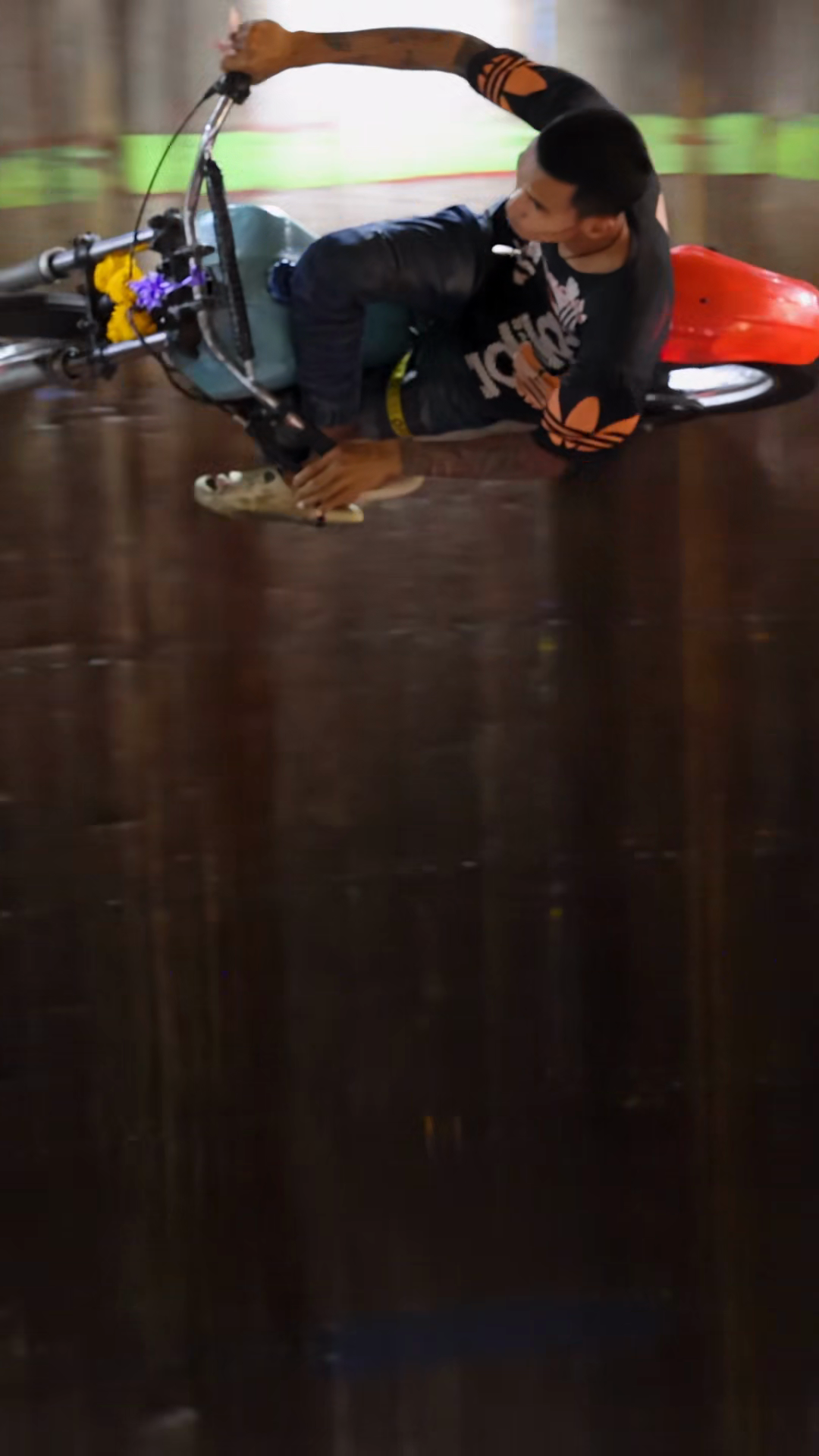 Motorcycle Stunt Rider Circling Wooden Wall Stock Footage SBV-353721970 ...