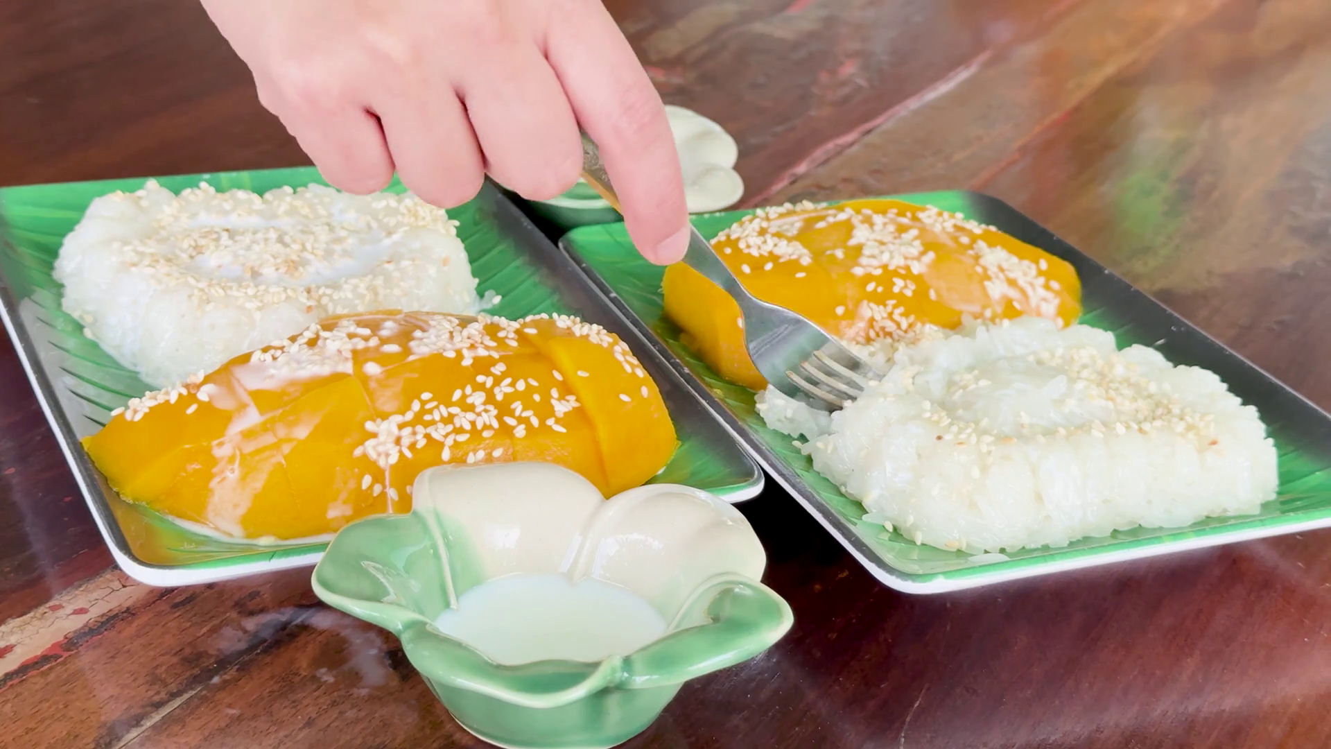 Enjoying Mango Sticky Rice At Phuket Stock Footage SBV-352549744 ...
