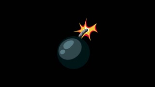 Animated Cartoon Bomb Approaches and Explodes with Debris