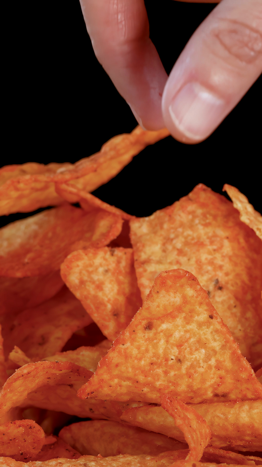 Hand Picking Crispy Nacho Chip From Pile On Stock Footage SBV-353136654 ...
