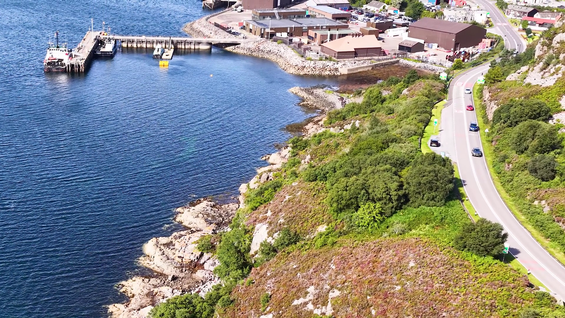 Aerial Approach To Coastal Harbor Village In Stock Footage SBV ...