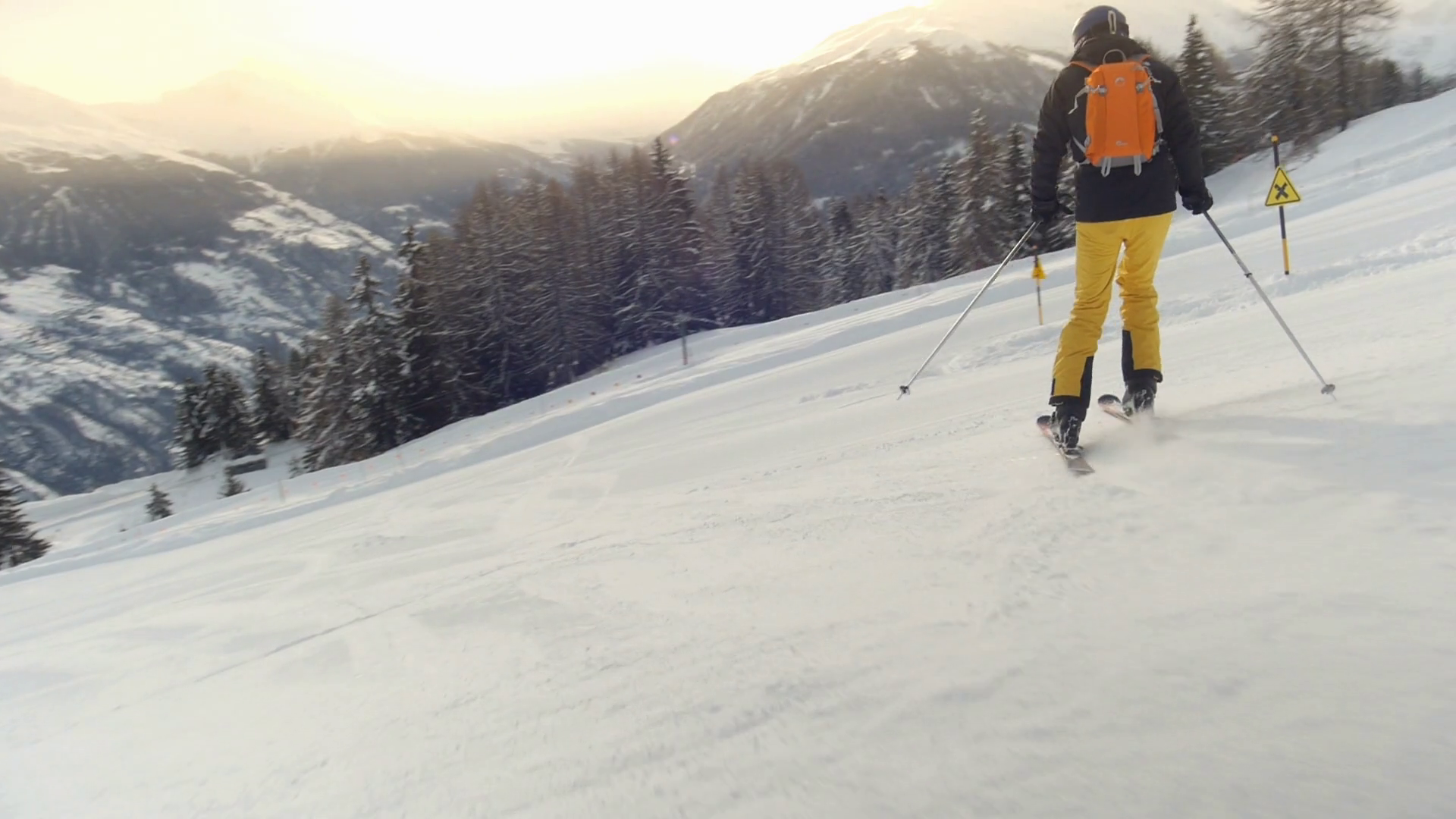 Downhill Skiing Camera Tracking Along Stock Footage SBV347206839