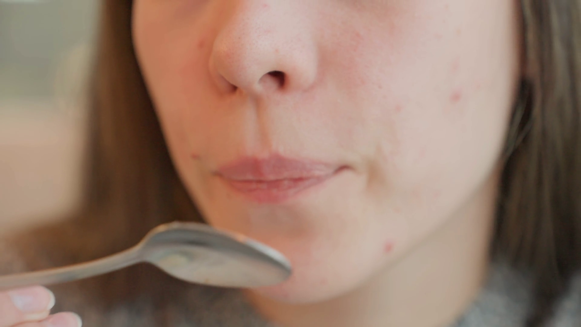 Beautiful Fair Lady Sips Coffee With Spoon Stock Footage SBV-351965647 ...