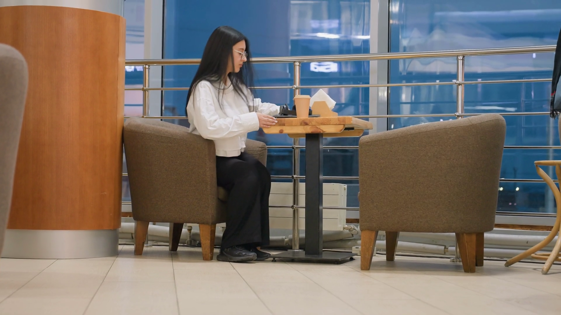 Girl Walks Into Cafeteria Approaches Seat Stock Footage SBV-352225450 ...