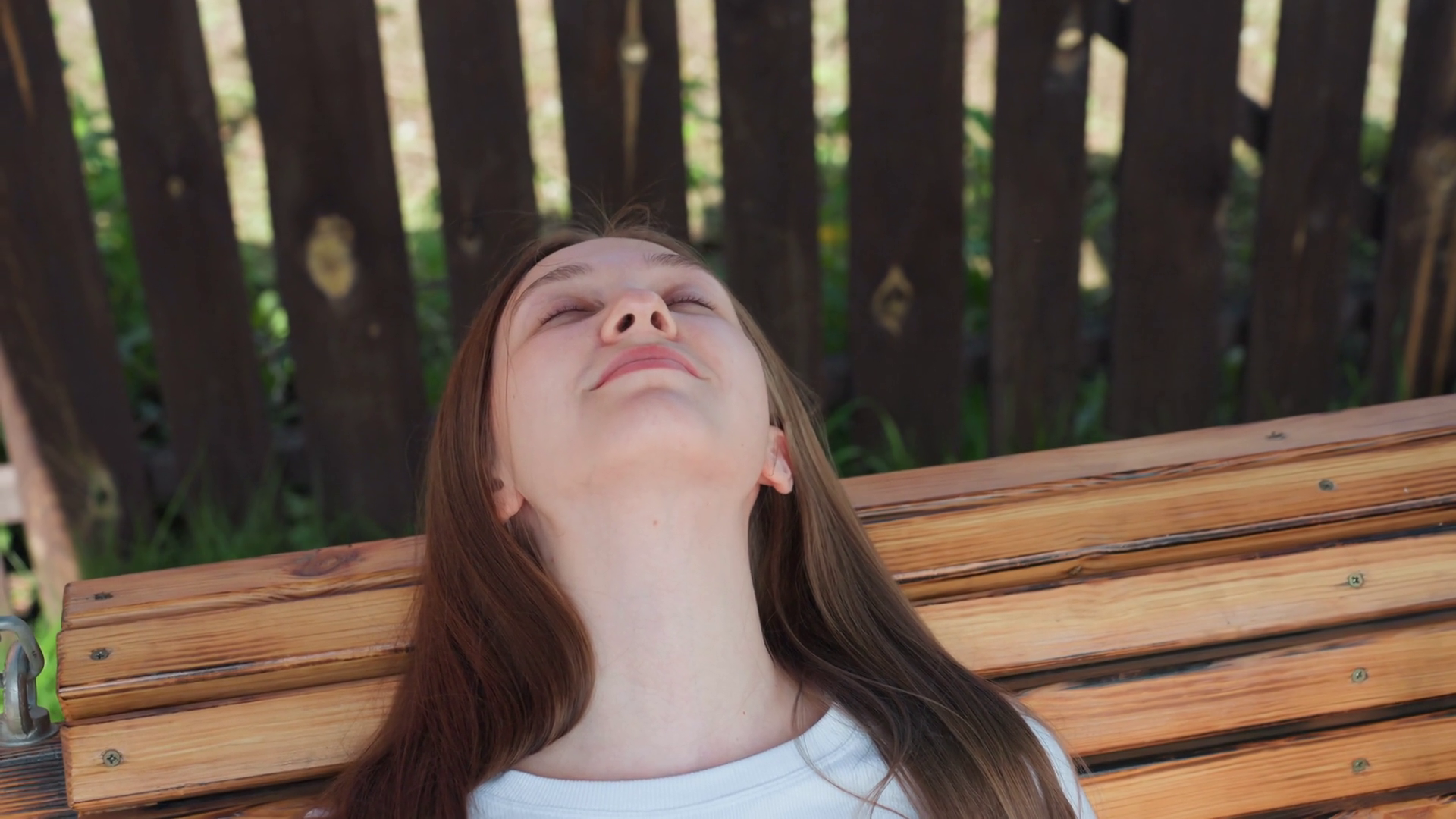 Close Up Of Woman Laying Back On Wooden Stock Footage SBV-352428949 ...