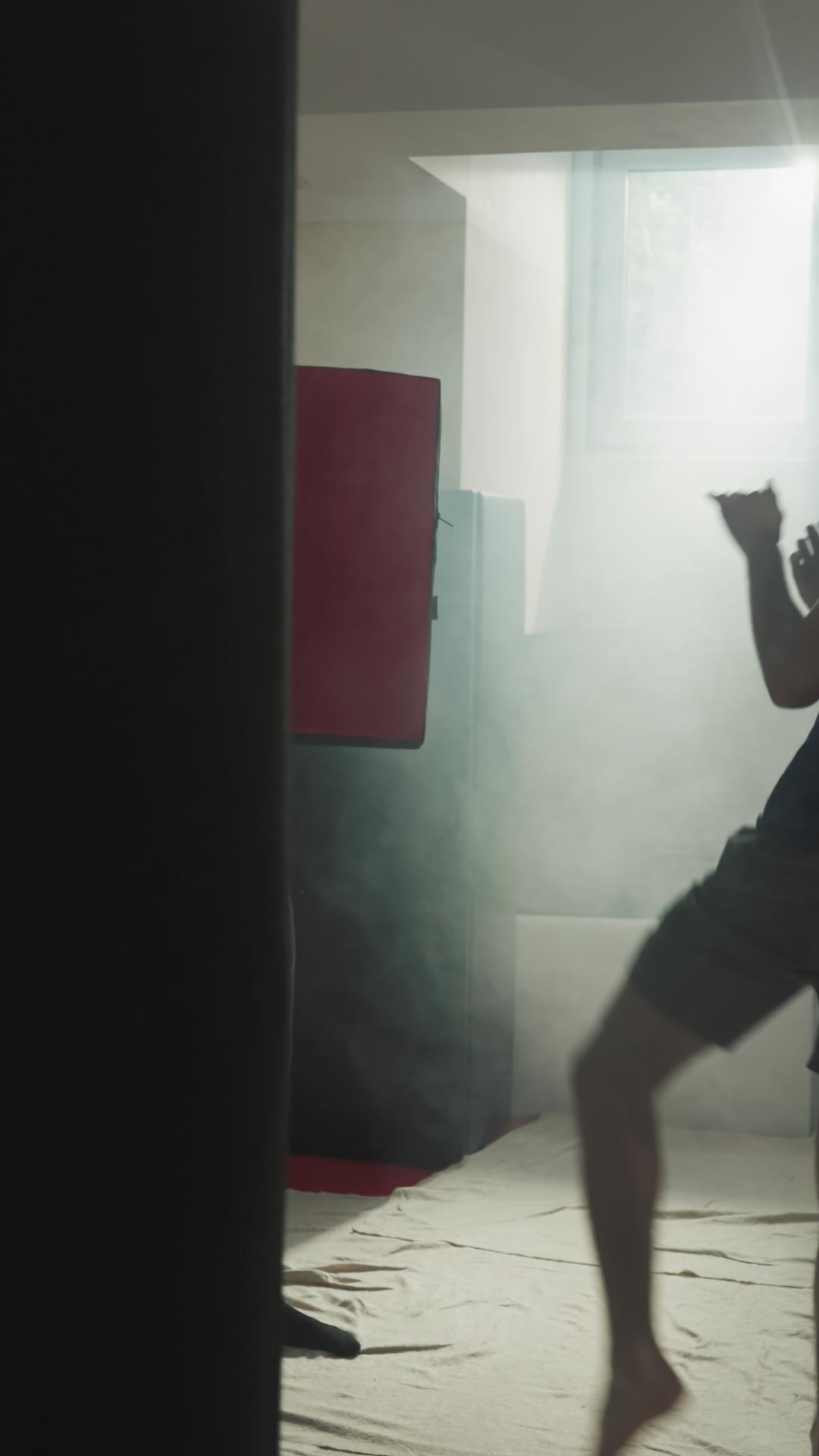 Fighters Train Hits On Punching Bags In Gym Stock Footage SBV-353342184 ...
