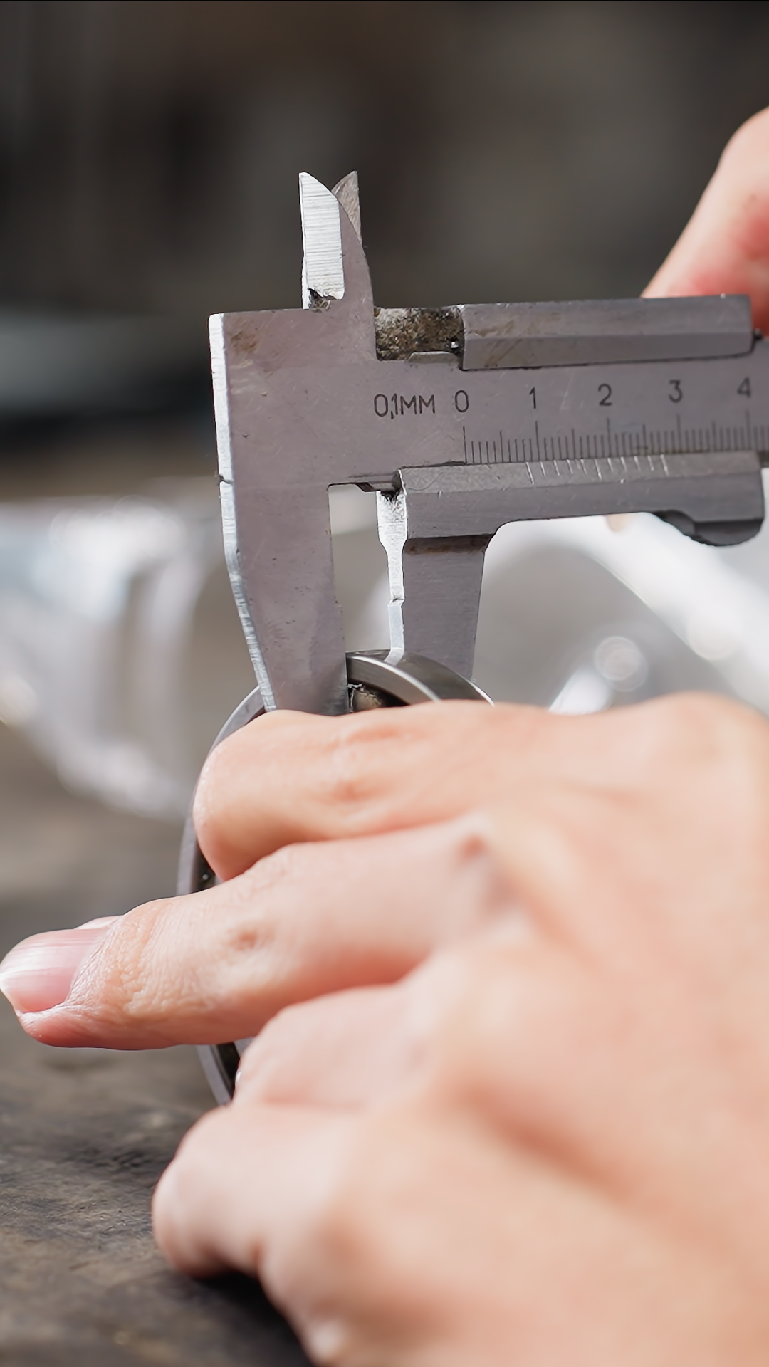 Close-up Of Student Using Vernier Caliper To Stock Footage SBV ...
