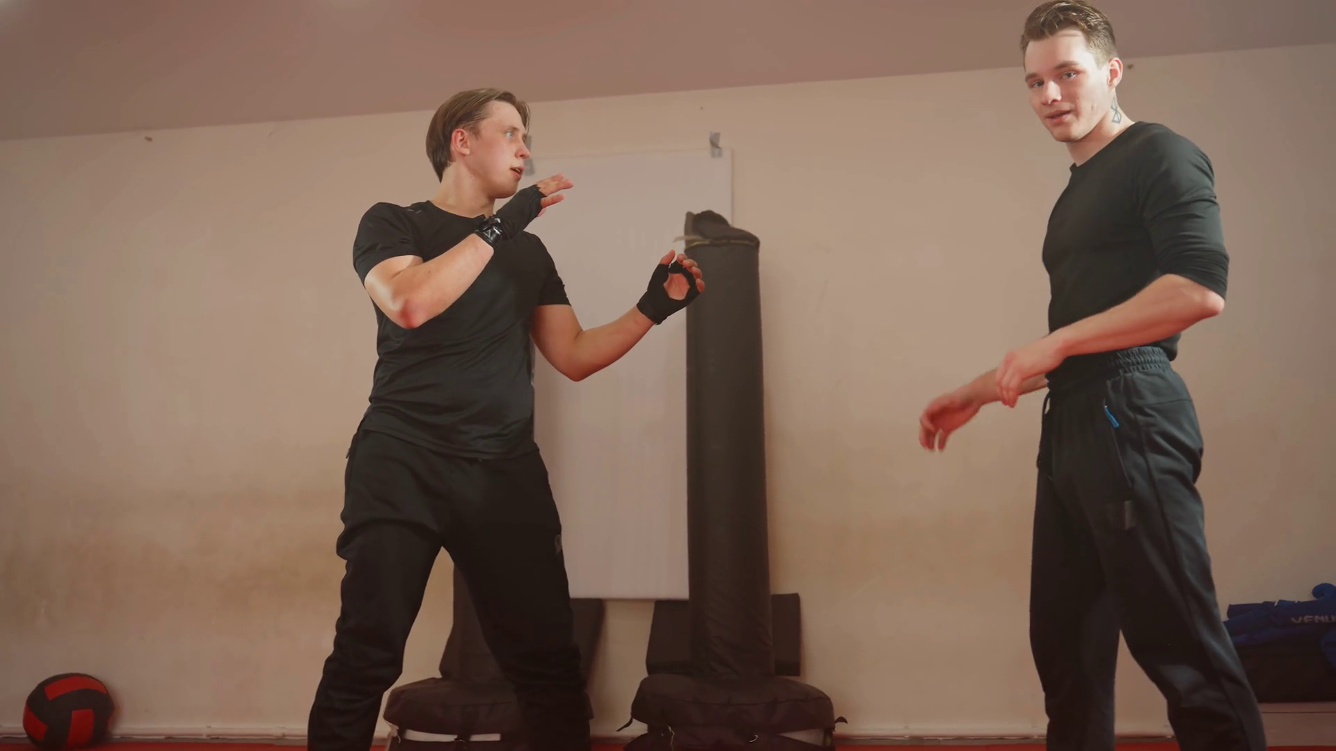Boxer Practicing Martial Arts Sparring With Stock Footage SBV-352982733 ...