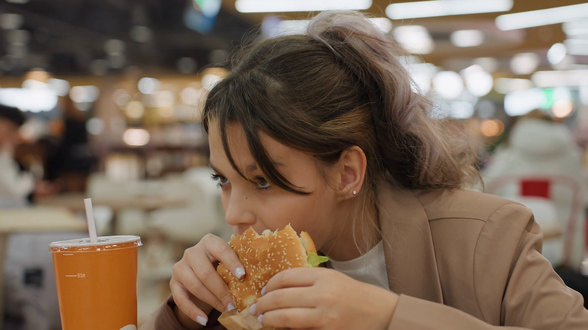 Young Student Eats Fast Food Brightly Stock Footage SBV-353307915 ...