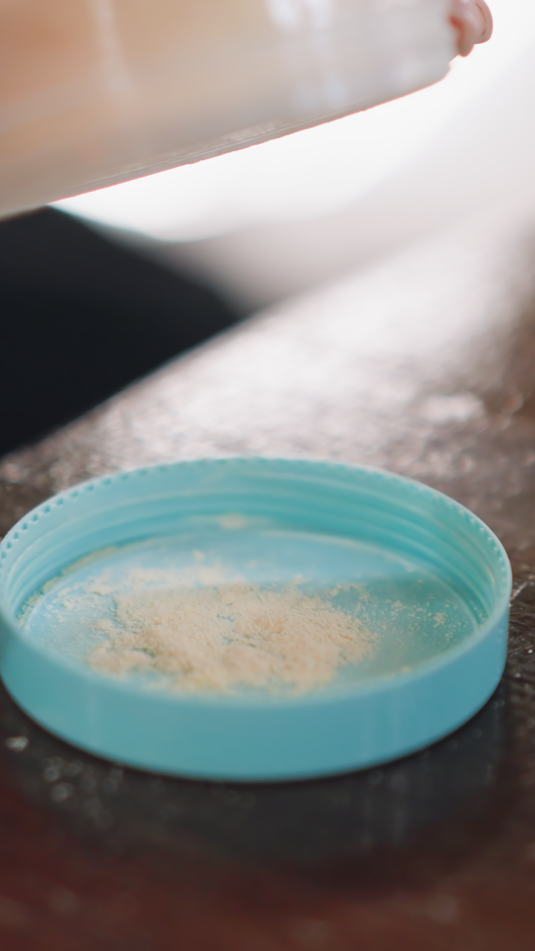 Powder Falling Into Turquoise Lid In Slow Stock Footage SBV-353480468 ...