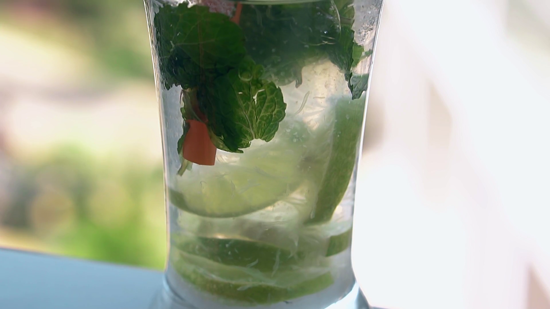 Glass Of Mojito Cocktail Stands On White Stock Footage SBV-347417788 ...