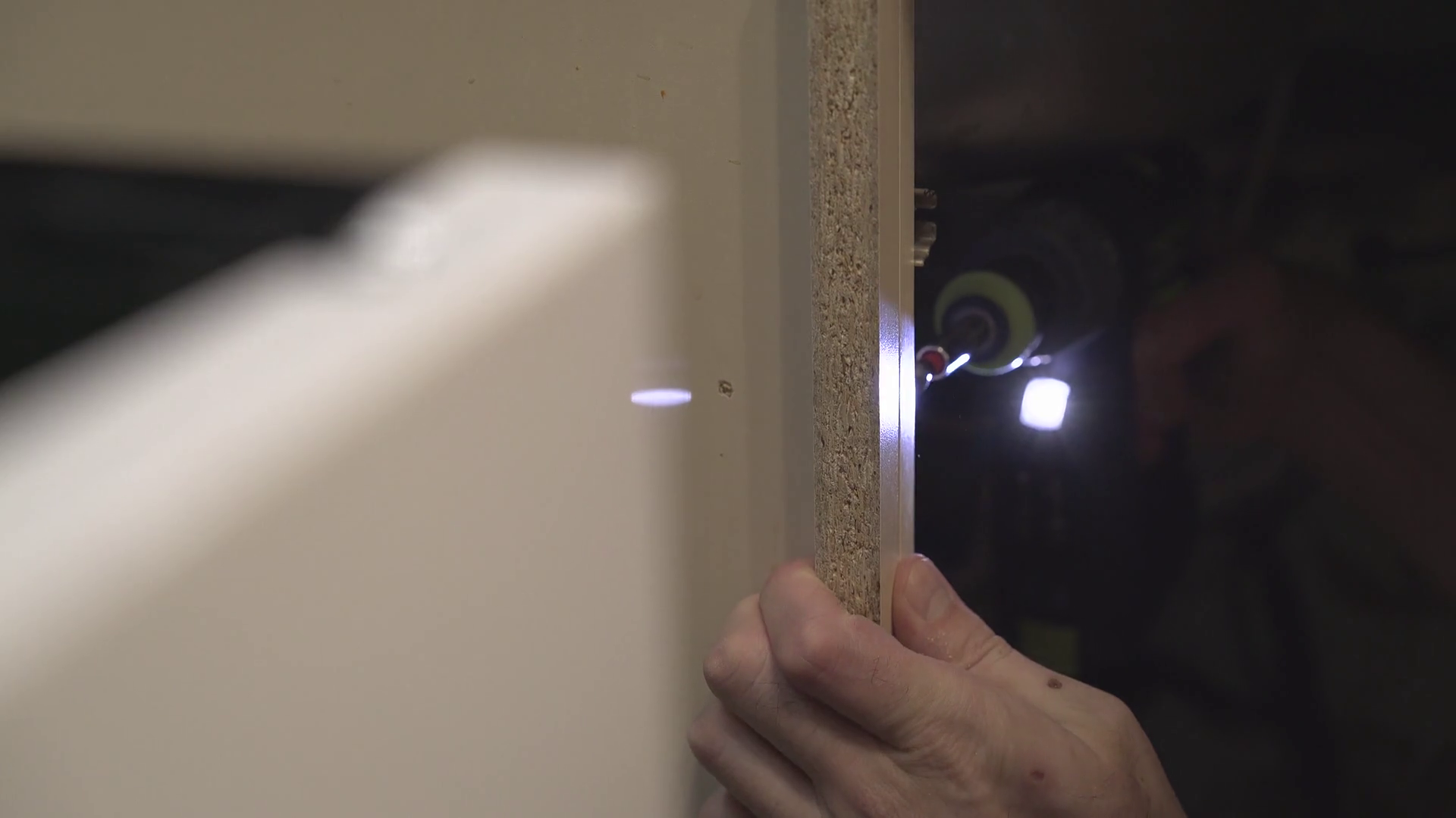 Screwing Screw Into Table Surface With Stock Footage SBV347687286