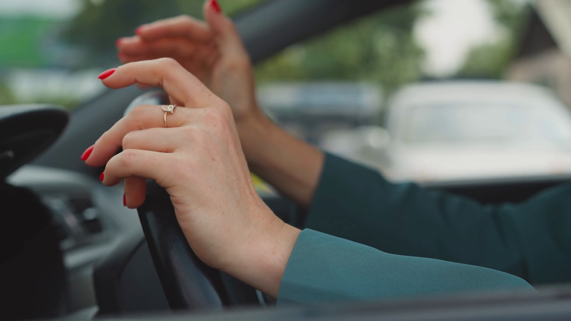 Irritated Woman Hits Steering Wheel Getting Stock Footage SBV347605137