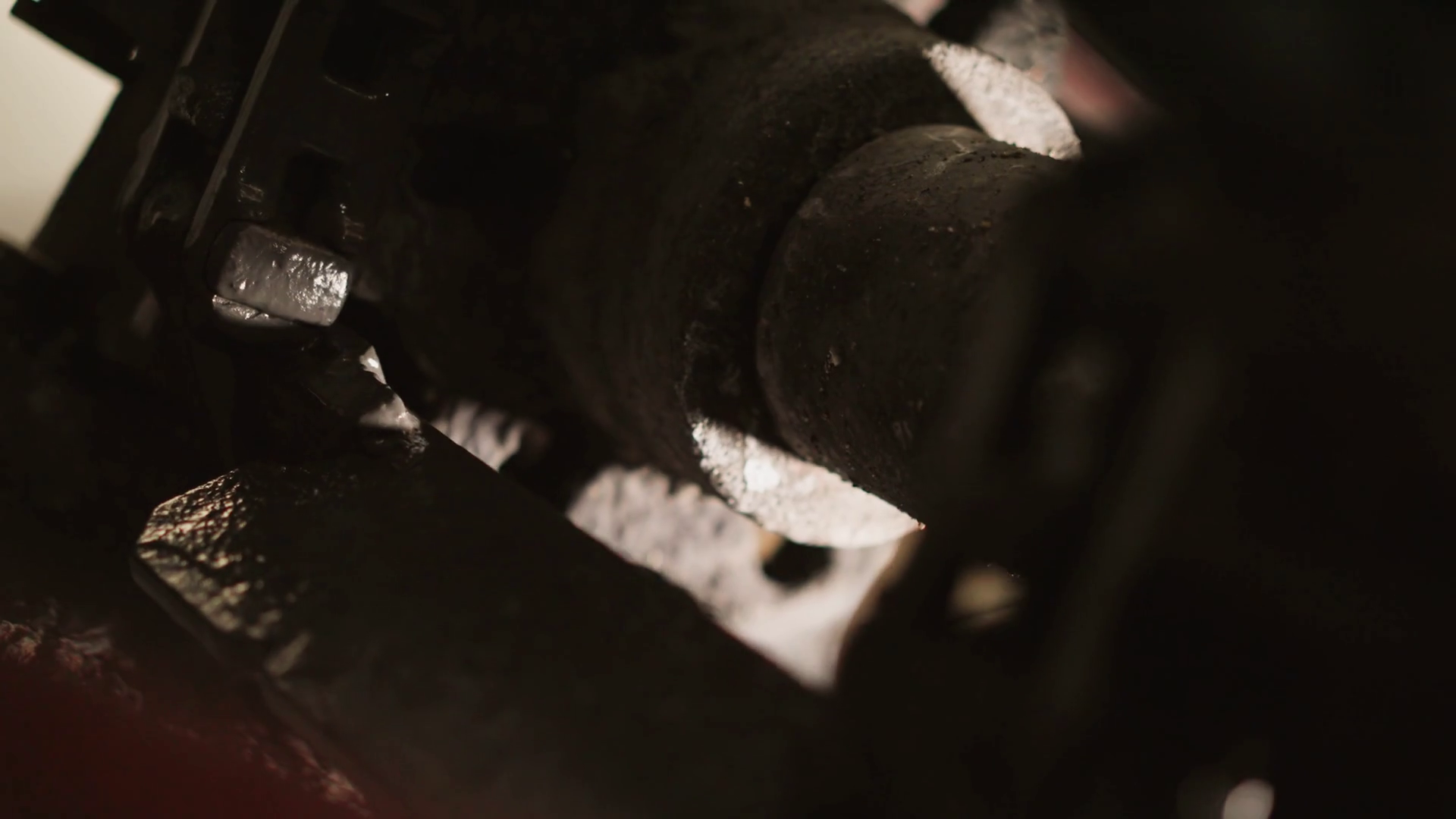 Dirty Metal Shaft Rotates Wheel On Machine Stock Footage SBV347696504