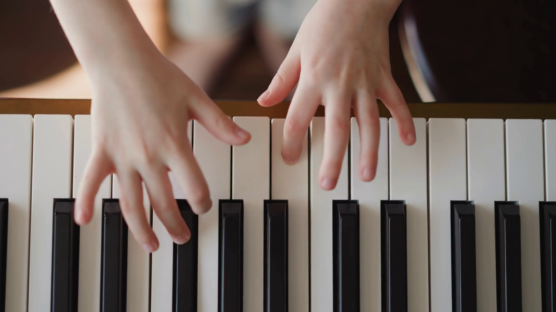 Kid Hands Play Electric Piano Practicing Stock Footage SBV347726641