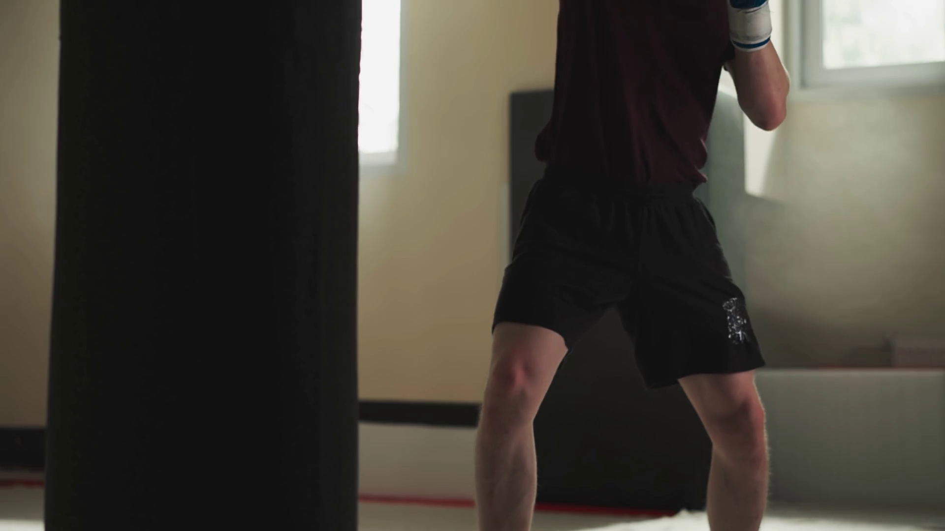 Sportsman Trains Roundhouse Kick On Punching Stock Footage SBV ...