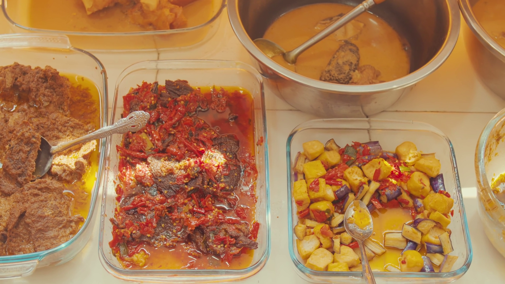 Colorful Variety Of Dishes In Kitchen Setting Stock Footage SBV ...