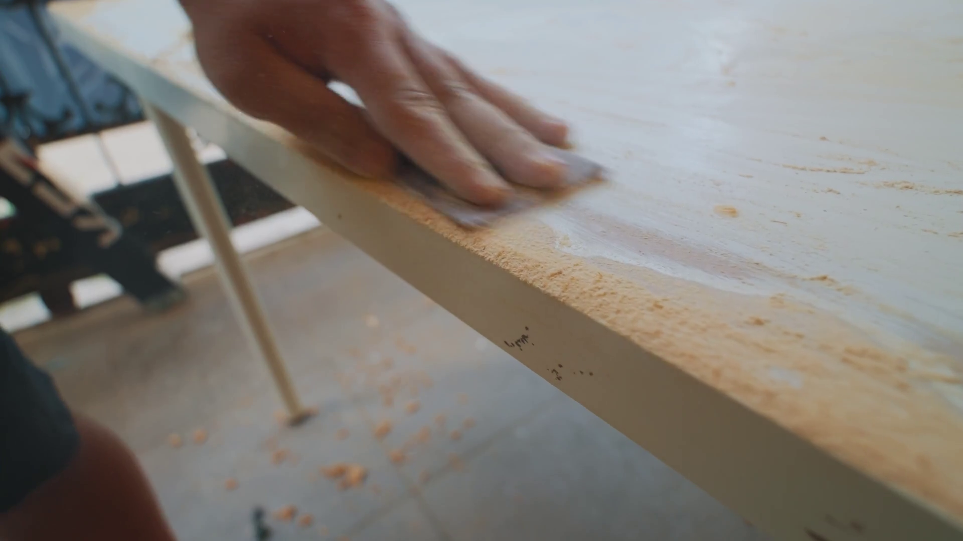 A Close-up Of Wooden Surface Being Sanded Stock Footage SBV-352419779 ...