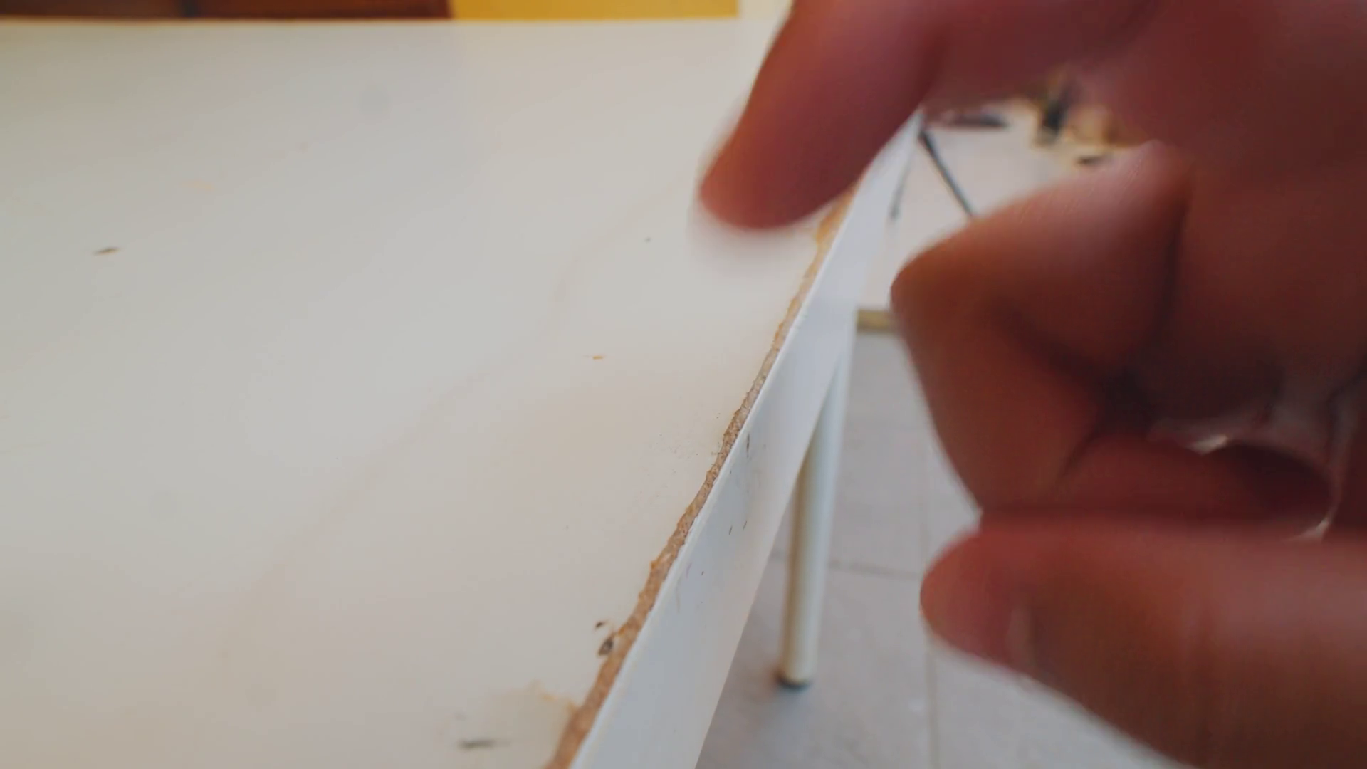 A Close-up Of White Table Edge With Visible Stock Footage SBV-352419810 ...
