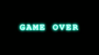 Neon Cyan Game Over Text Glitching on Black Background for Gaming and Cyberpunk