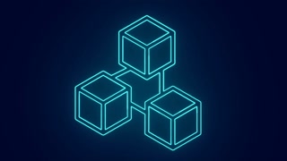 Blockchain to secure cryptocurrencies and bitcoin for online payments and money transaction animation