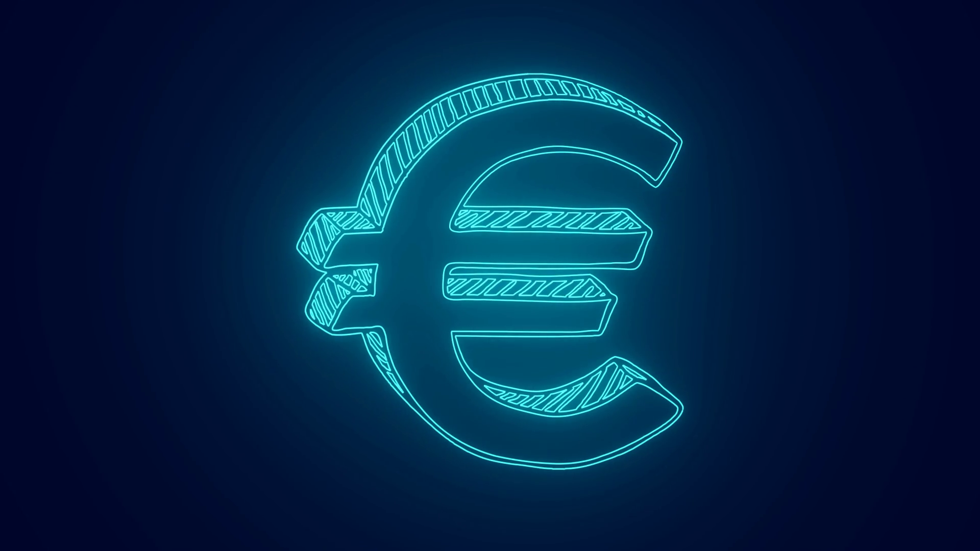 Euro Digital Currency Symbol Futuristic Neon Stock Motion Graphics SBV