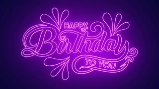 Happy birthday to you wishes, neon message animation