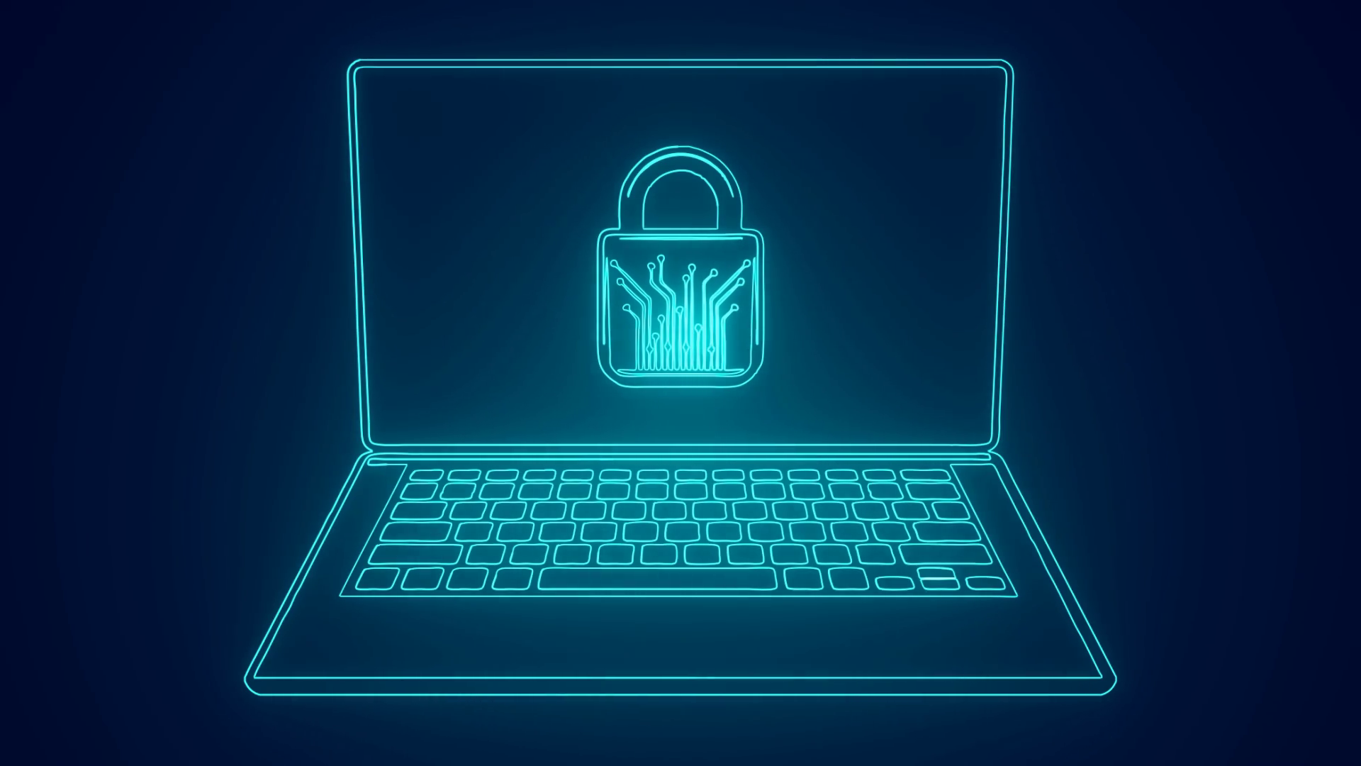 Secured Laptop With Padlock Firewall Stock Motion Graphics SBV