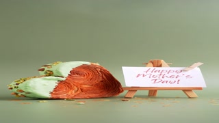 HAPPY MOTHER'S DAY greeting card Delicious fresh croissant topped with Matcha Green Tea flavor Ganache. Creation unique heart shape bakery